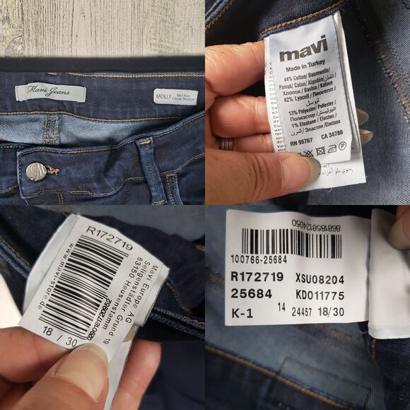 Mavi Jeans Dark Wash Blue Denim Molly Mid-Rise Bootcut Jeans Women's Size 18/30 - Picture 6 of 11